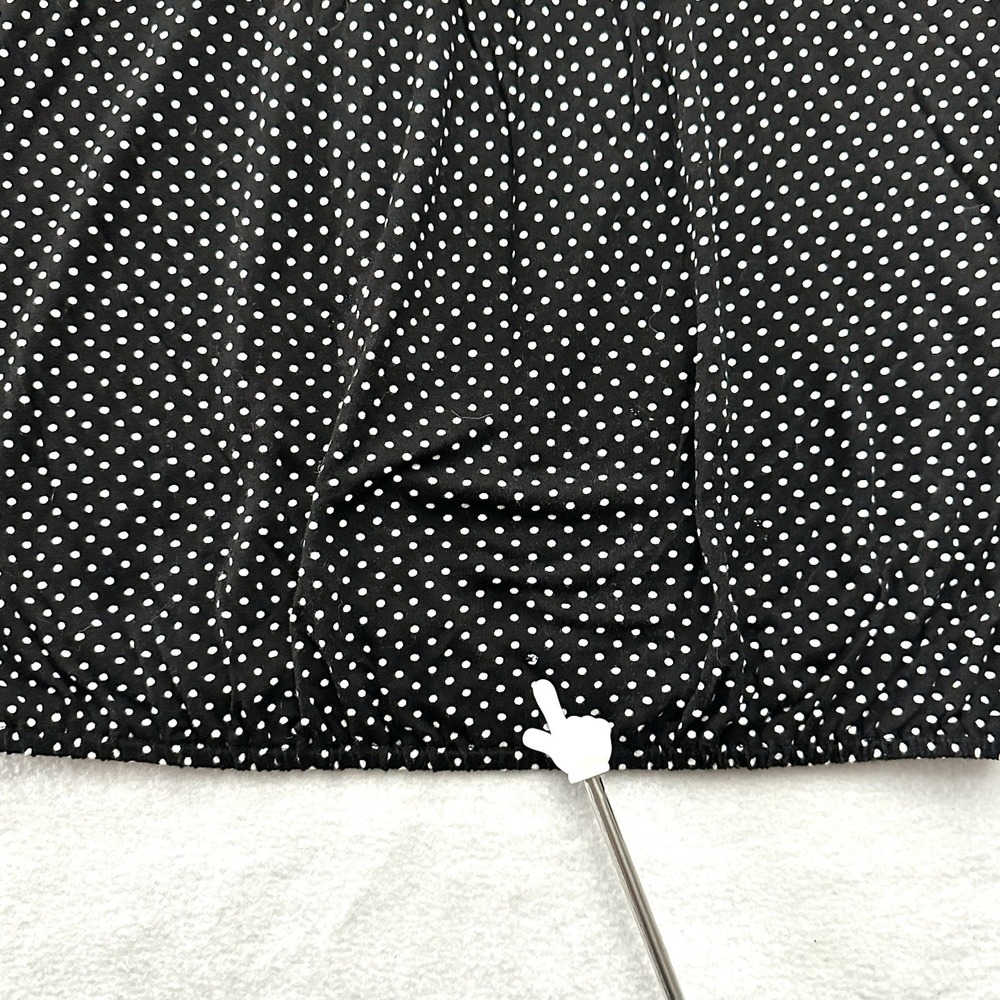 Michael Kors Polka Dot Blouse Top XS 3/4 Sleeve Black White Pleated Viscose - Picture 7 of 8
